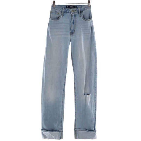 Hollister Dad Jeans Women 00R Blue Relaxed Vintage-Inspired Y2K Loose Baggy 90's - Picture 1 of 8